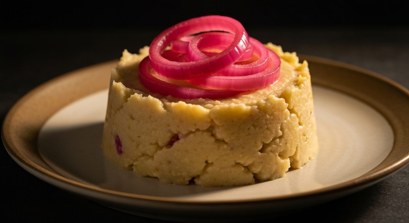 Mangu topped with pickled onions